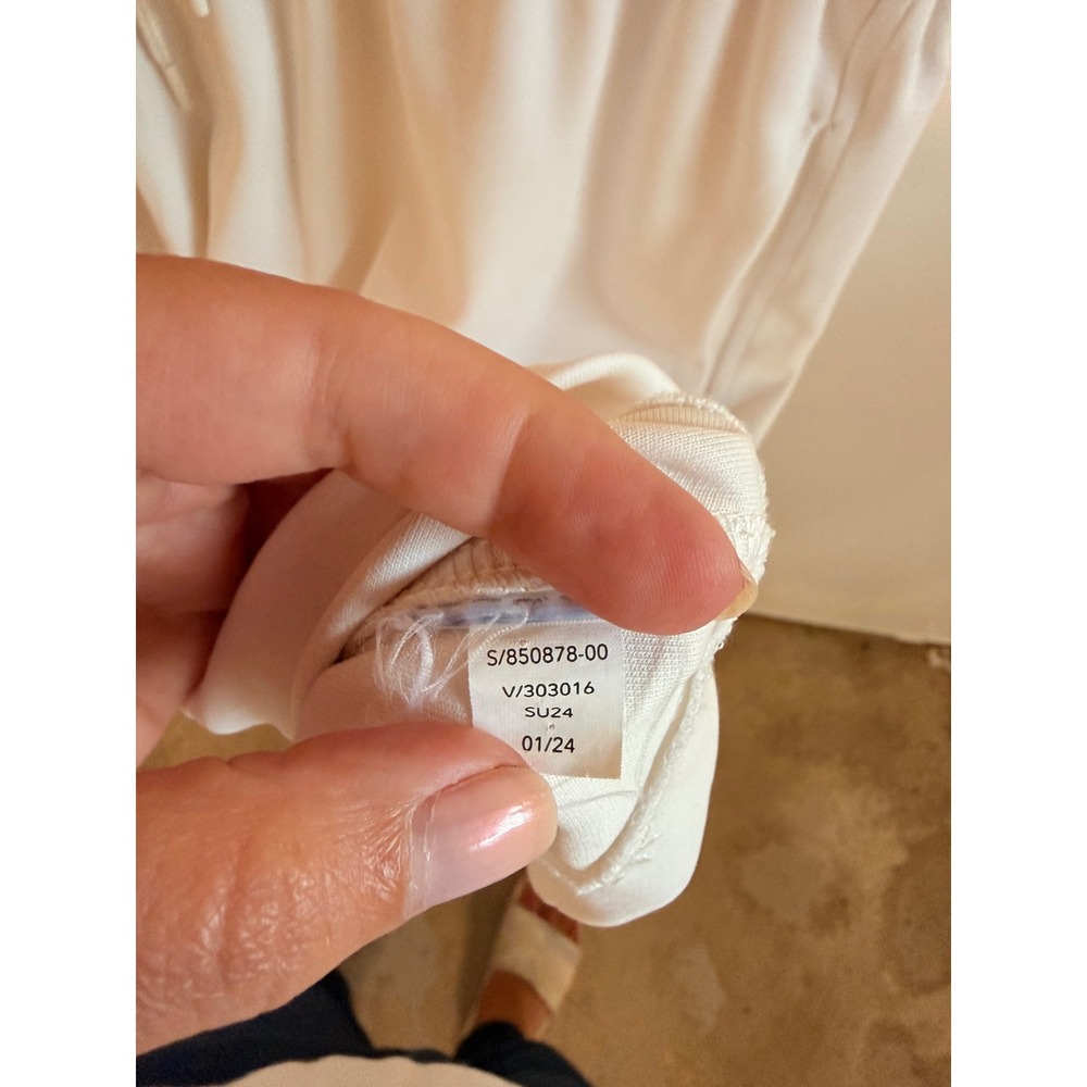 Athleta Off White Dress Women Large White Excellent Drawstring Pocket 850878 - Picture 5 of 10